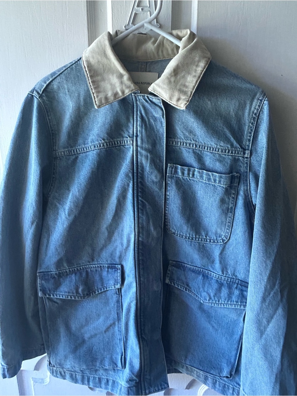 Banana Republic Rugged Denim Chore Barn Jacket XS Relaxed, Fit Zip/Snap Closure
